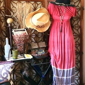 MONA B NEW NWT MAXI MULTI TIE DYE DRESS S/M